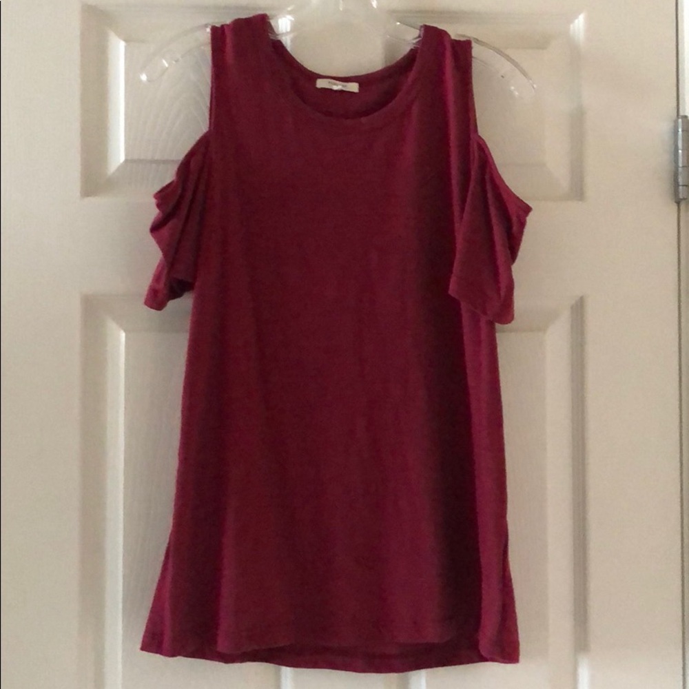 Shoulder Cut Out Shirt by Pleione